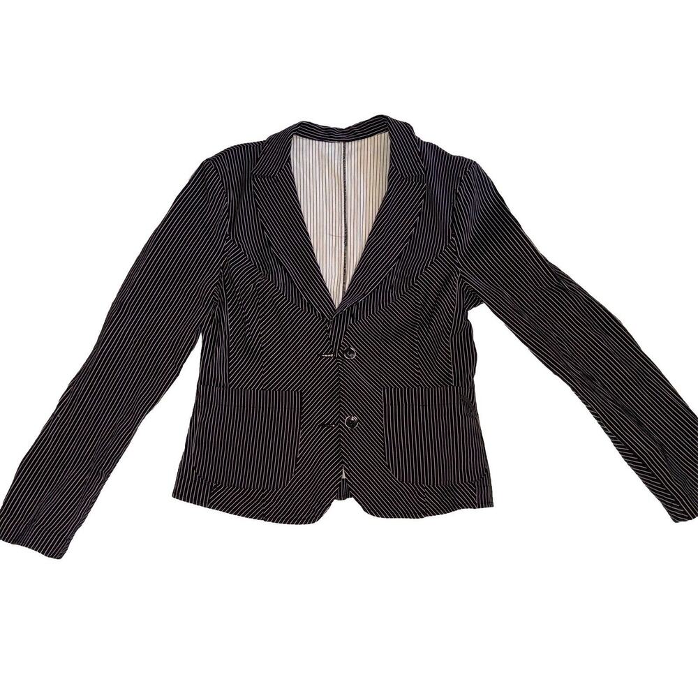 SAVE THE QUEEN! Black White Pinstripe Blazer Jacket Tailored Italian No Tag NWOT